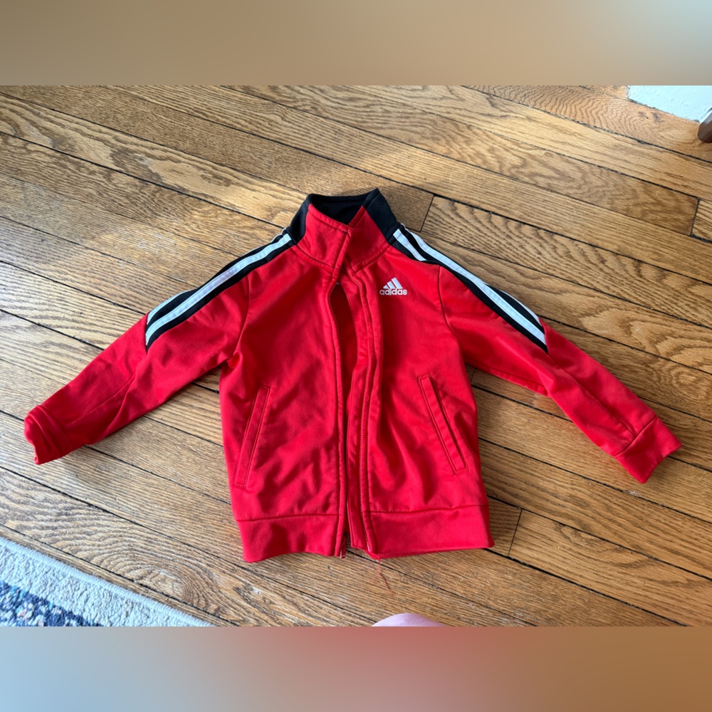 Adidas Red and Black Track Jacket - Size 3